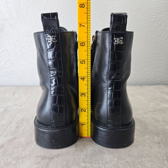 Sam Edelman Nina Combat Boots Sz 8.5 Black Leather Grunge Lace Up Hiker Booties - Picture 4 of 12